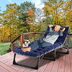 LILYPELLE Lounge Chair with Mattress, Heavy Duty Outside Lounge Chair Outdoor Portable Folding Lounge Chairs Sleeping Cots Bed for Camping, Pool, Beach, Patio