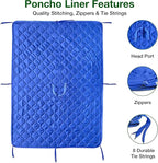 Wearable Blue Military Woobie Poncho Liner with Head Hole. Has Zippers That converts to Sleeping Bag. Water-Resistance, Ripstop Poncho Blanket with Drawstring Bag. Perfect for Outdoor Enthusiasts.