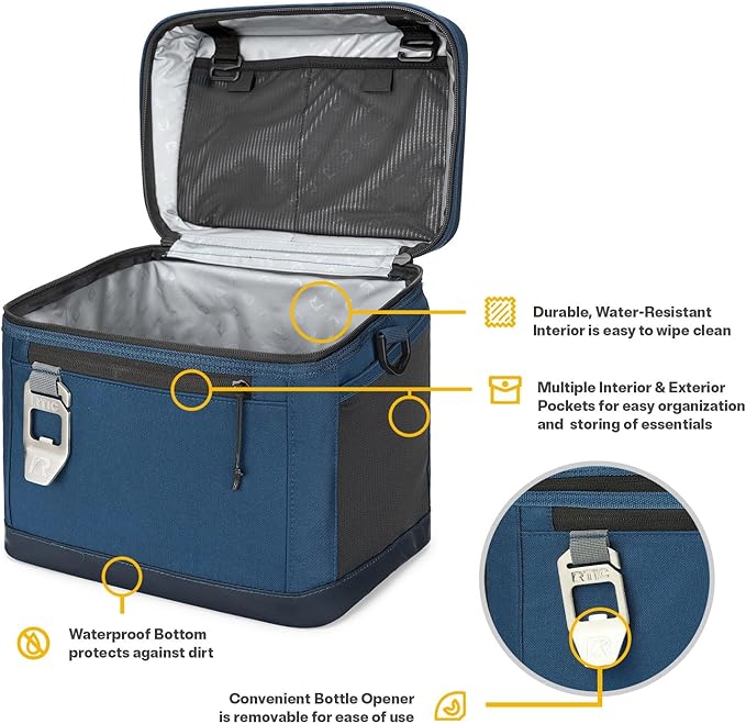 RTIC 15 Can Everyday Cooler, Soft Sided Portable Insulated Cooling for Lunch, Beach, Drink, Beverage, Travel, Camping, Picnic, for Men and Women