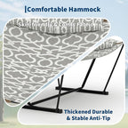 2 Person Double Hammock with Adjustable Steel Stand & Pillow, Heavy Duty Portable Outdoor Hammock Set, MAX 450 LBS Weight Capacity for Patio, Garden, Beach, Backyard