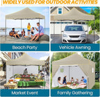 COBIZI 10x10 Pop Up Canopy Tent Commercial Heavy Duty Instant Canopy with 4 Sidewalls, UV 50+ Silver Coated Waterproof Vendor, Portable Shelter with Carry Bag, Event Tent for Parties, Khaki