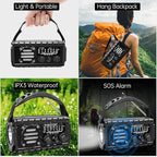 Emergency Radio Hand Crank Solar, AM/FM/SW NOAA Weather Radio Built-in 20000mah Large Battery Powered,Type-C Charger,Flashlight, Reading Light,SOS, Compact & Portable for Camping/Emergencies