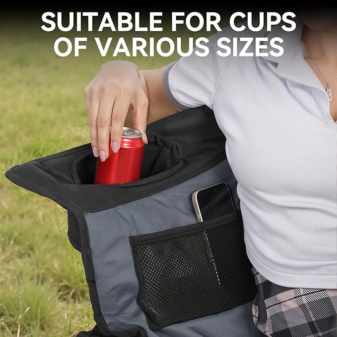 Double Camping Chair Oversized Padded Camping Chairs for Adults Folding Loveseat with Cup Holders and Side Pockets Heavy Duty Outdoor Lawn Chairs for Camping,Sports, Fishing,Beach,Black