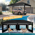COBIZI 10x20 Pop up Canopy Tent Without Sidewall, Waterproof Portable Outdoor Canopy 10x20 Instant Shelter Tent for Parties, Wedding, Backyard, Carport with Carry Bag & 4 Sandbags(Black)