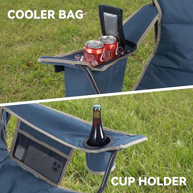 Camping Chair with Canopy Shade Oversized Folding Chair with Canopy for Outdoor Camping,Fishing Padded Outdoor Chair with Cup Holder,Cooler Bag,Side Pockets Beach Chair with Canopy Supports 330 lbs