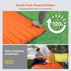 4 Inch Thick Camping Sleeping Pad with Internal Straps - R Value 4.0 for 4 Seasons, Durable & 100% Waterproof Outdoor Air Mattress, Lightweight Sleeping Mat for Hiking, Backpacking, Travel