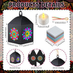 Simgoing 24 Sets Mandala Crafts with LED Candle Light Mandala Flower Tissue Paper Crafts Kits DIY Your Own Suncatchers Lanterns Hanging for Home Birthday Party Decoration Gifts Art Activities