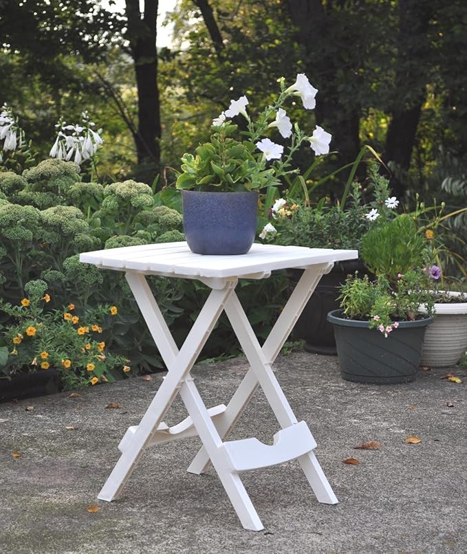 Adams Manufacturing 8500-48-3700 Plastic Quik-Fold Side Table, White