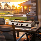 ROVSUN 4 Burner Portable Propane Griddle with Electronic Ignition & Regulator, 40,000 BTU Tabletop Flat Top Gas Grill with Nonstick Enameled Tray for Outdoor Cooking Camping BBQ Tailgating