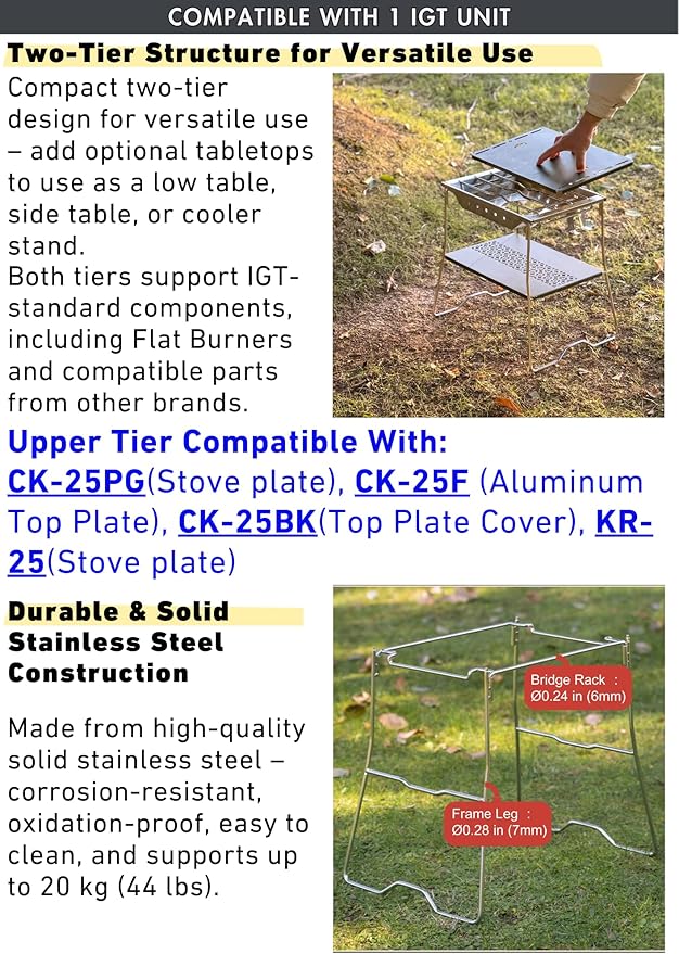 camping moon IGT Table Frame 1-Unit Stainless Steel Dual Layer Table G-38
