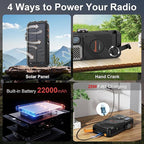 Emergency Radio&22000mAh Solar Power Bank, FM NOAA Weather Radio, Portable Hand Crank Bluetooth Radio, 20W Fast Charge Wireless Phone Charger, SOS Flashlight for Emergency/Home (Orange)