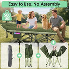Suteck Camping Cot, Folding Camping Cot Bed for Adults Sleeping 1200D Double Layer Oxford Portable Folding Outdoor Cots for Camping W/Soft Pad Carry Bag for Home Office Nap Beach Travel, 500LBS