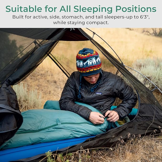 ATEPA Down Sleeping Bag for Adults, 650FP Recycled 30°F 35°F 40°F 45°F 3 Season Wearable Ultralight Packable Compact Sleeping Bags with Compression Sack for Backpacking Camping Hiking