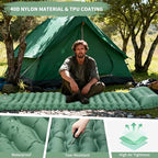 Camping Sleeping Pad, Connectable Design for Double Mat, Ultralight Inflatable Sleeping Mat with Pillow, Built-in Foot Pump, Portable Camping Air Mattress for Backpacking Hiking Tent (Green)