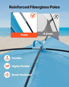 VEVOR Beach Tent Sun Shelter for 8 Person, UPF 50+ Protection, Portable Sun Shade Beach with Carrying Bag & Sand Pockets, Lightweight and Easy Setup Beach Umbrella for Camping Fishing Outdoor Picnic