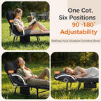 NEWBULIG Foldable Camping Cot for Adults, Sleeping Cots with Mattress, Pillow and Side Pocket, 6-Angle Adjustable Folding Camp Bed, 450lbs Weight Capacity, for Hiking, Traveling, Office Napping, Guest