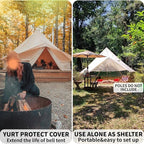 DANCHEL OUTDOOR Waterproof Rain Fly for Bell Tent, 4 Season Yurt Tent Rain Cover Protector Tarp with/No Stove Jack Glamping Gears, PU5000mm Lightweight 300D Oxford Polyester, Beige(13ft/16.4ft/20ft)