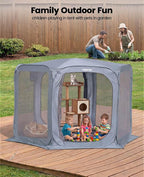 Porayhut Pop up Screen House Tent Sun Shelter with Breathable Mesh Doors,Portable Camping Tent with Detachable Waterproof Floor,10x10FT Screen Canopy Outdoor for Family Friends Party