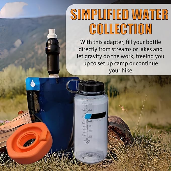 Compatible with Nalgene Wide Mouth Bottles, Water Filter Adapter for Sawyer Squeeze - Water Filtration fixtures for Camping & Hiking.Leak-Proof, Fast Connect-Perfect for Outdoor Adventures (Black)