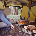 DANCHEL OUTDOOR TSG Portable TA1 Titanium Tent Wood Stove for Backpacking Camping, Collapsible Hot Tent Stove Rollable Chimney Pipe Cooking Hiking (Small/Large)