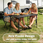 50" Large Folding Camping Table with Adjustable Hight Legs for 2-6 People - Heavy Duty Foldable Camp Table with Roll-Up Aluminum Picnic Table, Portable Outdoor Table for Cooking,Beach,BBQ,Party