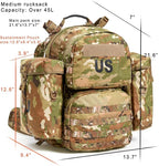 Akmax MOLLE II Medium Rucksack Military Tactical Backpack with Detachable Side Pouches & Upgraded Frame for Enhanced Comfort