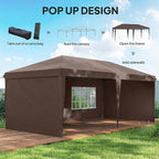 Outsunny 10' x 20' Pop Up Canopy Tent with 4 Sidewalls, Heavy Duty Tents for Parties, Outdoor Instant Gazebo with Carrying Bag for Garden, Patio, Coffee