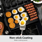 Utheer 25" x 16" Cast Iron Griddle for Gas Grill and Stove Top, Universal Flat Top Griddle with Pre-Seasoned Nonstick Coating, X-Shaped Reinforced Ridges, Perfect for Healthy Cooking, Parties, Camping