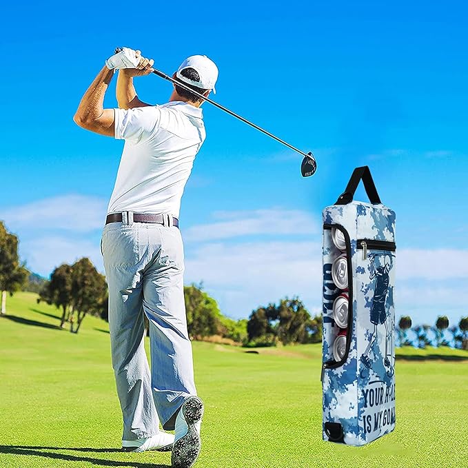 Golf Cooler Bag Plus Ice Pack Soft Sided Insulated Cooler Bag- Holds 6 Pack of Cans or 2 Wine Bottles - Grey Camo Golf Beer Sleeve Black Fits Discreetly in Golf Bags
