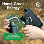 Greeshow Electric Water Filter, 0.01 Micron Survival Filtration System with Solar, Hand Crank Charger & LED Flashlight | Portable Pump for Camping Gear, Hiking & Emergency Kits
