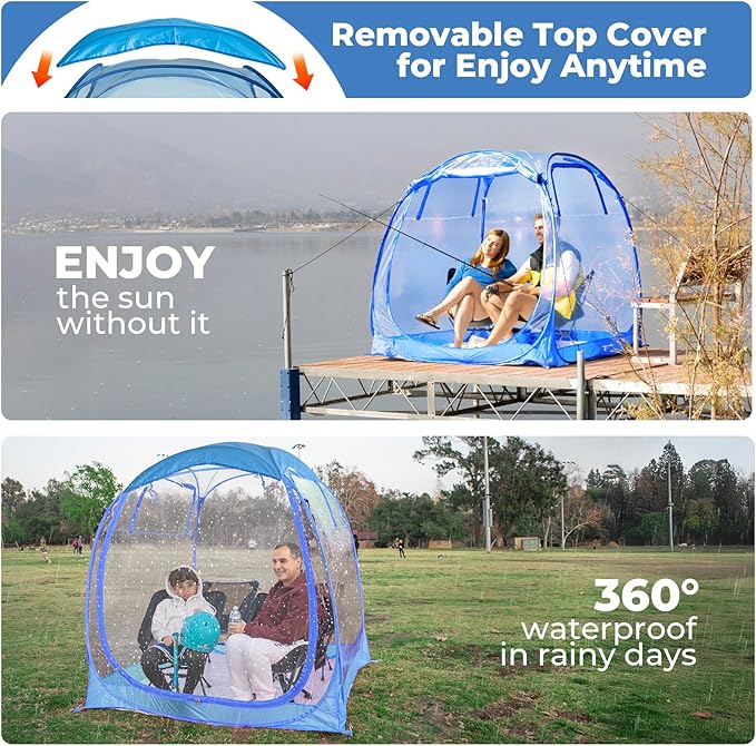 All Weather Proof Pod Sports Tent,Outdoor Weather Tent Sports Pod Pop Up Shelter with Sealed Floor,2-4 Person Clear Tent for Sport Event,Camping,Fishing 8 Sizes & Multicolor