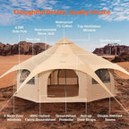 VEVOR Canvas Tent Bell, Yurt 4 Seasons for Camping with Stove Jack, Breathable Holds up to 4 People, Family Camping Outdoor Hunting Party