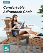 SERWALL Adirondack Chair with Cup Holders - Composite Adirondack Chairs Set of 2 HDPE Outdoor Chairs All Weather Use- Brown