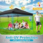 10x20 Canopy Replacement Top Cover with Air Vents for ez up Pop up Canopy Gazebo Tent, with Adjustable Strap, Waterproof & Anti-UV for Outdoor Shade (Frame Not Included) (Black)