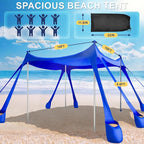 Beach Tent Sun Shelter UPF 50+,10x10 FT Beach Canopy Tent Sun Shade,Pop Up Beach Canopy with 8 Sandbags,Outdoor Beach Shade for Camping Trips, Fishing, Backyard Fun Picnics (Royal Blue)