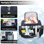 MIER Large Lunch Box for Men Women Adult Insulated Soft Sided Cooler 30 Can Leakproof Lunch Bag Collapsible for Work Travel Camping Beach, 18L (Blue-No Luggage Strap)