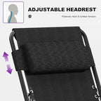 PURPLE LEAF Outdoor Reclining Chair Patio Zero Gravity Chaise Lounge Folding Chair with Removable Cushion Adjustable Headrest for Lawn Camping Beach Pool Black