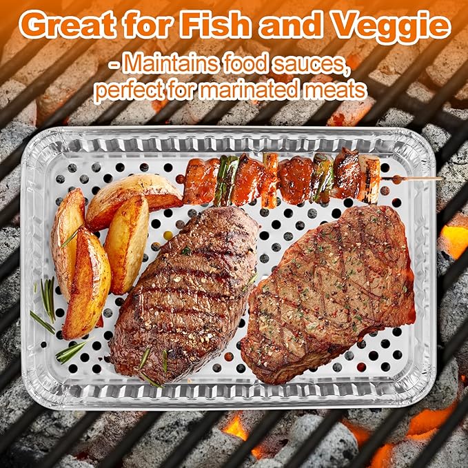 CYEAH 20 Pcs Aluminum Foil Pans, 16 x 12 in Large Aluminum Pans, Aluminum Cookie Sheets for Baking, BBQ Grill Topper Pan for Food Prepping, Outdoor Cooking and Camping