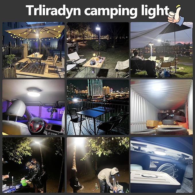 10000mAh Rechargeable Hanging Tent Light with Magnet, Portable 30W 4000LM LED 3 Color Lighting Modes Camping Lantern, IPX5 Waterproof LED Flashlight for Emergency & Gift