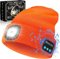VIBELITE Bluetooth Beanie Hat with Light, Gifts for Men, USB Rechargeable LED Headlamp with Wireless Headphones,Birthday Gifts for Men, Dad, Him, Teen Boys, Husband, Women, Boyfriend, Orange