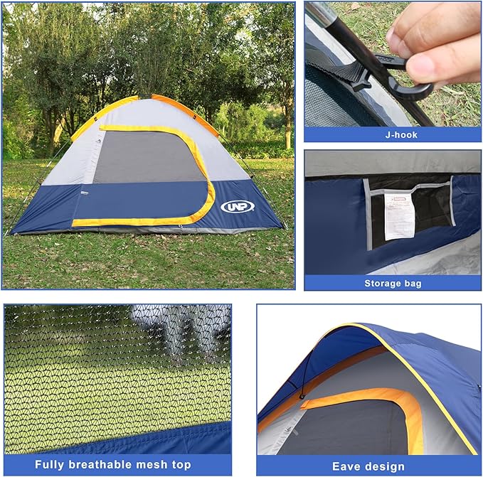 Camping Tent 2-4 Person, Waterproof Windproof Tent with Rainfly Easy Set up-Portable Dome Tents for Camping…