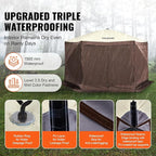 VEVOR Pop Up Gazebo Screen Tent 6 Sided Canopy Sun Shelter with 6 Removable Privacy Wind Cloths & Mesh Windows, 12.5x12.5FT Quick Set Screen Tent with Mosquito Netting, Brown