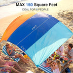 Wind Portable Beach Shade Canopy | Quick 3-Minute Setup | 150 Sq. Ft. Sun Shelter for Up to 8 People | Lightweight with UPF 50+ Protection | Ideal Sun Shelter & Beach Tent for Family Outings