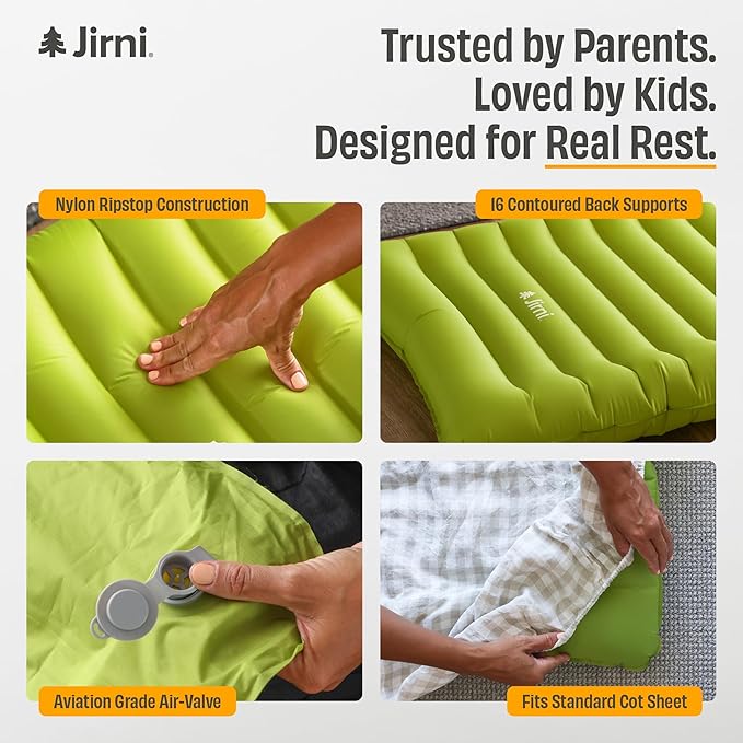 Inflatable Toddler Travel Bed with Pump Sack – Ultralight Kids Travel Mattress, Ripstop Nylon Construction, Compact Portable Sleeping Pad for Travel & Camping
