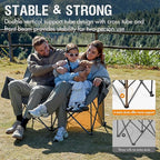 Portal Double Camping Chair, 2 Person Folding Loveseat for Adults, Padded Cushion Camp Lawn Love Seat with Side Pocket Portable Couch, Two Person Heavy Duty Wide Chairs with Cup Holder, 600 lbs