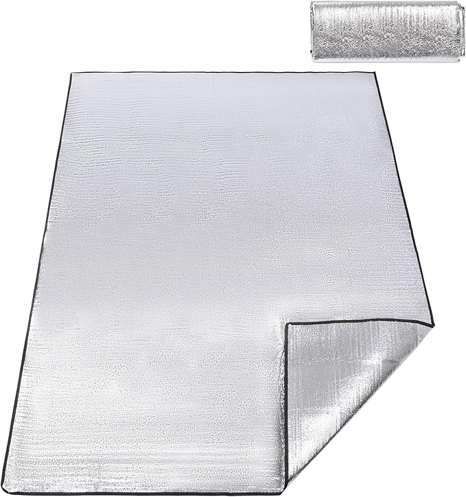 REDCAMP 79"x59" Camping Mat Foam Foil Blanket, Waterproof Aluminum Foil Mat Sleeping Tent Pad for Outdoor Picnic,Camping,Beaches