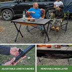 TIMBER RIDGE Folding Camping Table Adjustable Height, 4-6 Person Lightweight Aluminum Roll-up Table for Camping Outdoor Picnic BBQ Backyard Party Support 220 lbs, Black