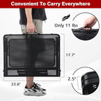 Folding Grill Table, 3x2 FT Portable Camping Table with 2 Wing Panels, Height Adjustable Metal Tables with Mesh Desktop and Mesh Bag, Outdoor Furniture for Camping, Picnic, Beach and BBQ, Black