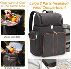Picnic Backpack for 4, Picnic Basket Set, Leakproof Picnic Bag, Beach Cooler Backpack with Insulated Cooler Wine Pouch,Picnic Blanket, Double Deck Picnic Backpack for Beach,Camping,Park (Brown)