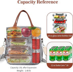 LOKASS Lunch Box & Lunch Bag for Women Men Double Deck, Large Insulated Adult Lunch Box Leakproof Lunchbox Cooler Bag for Work Picnic Beach,（Gray16L）